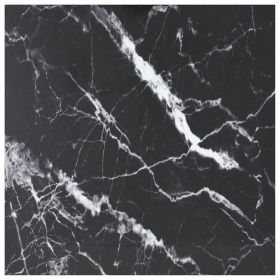 Table Top Black 31.5"x31.5" 0.2" Tempered Glass with Marble Design