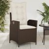 Reclining Patio Chair with Cushions Brown Poly Rattan