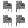 Patio Chairs with Dark Gray Cushions 4 pcs Gray Poly Rattan