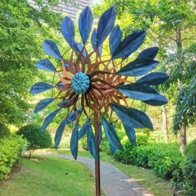 Solar Blue Leaf Stake Wind Spinner