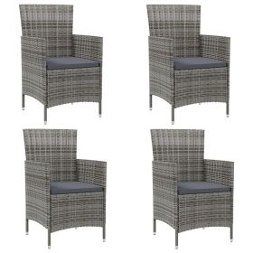 Patio Chairs with Cushions 4 pcs Poly Rattan Gray