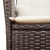 Reclining Patio Chair with Cushions Brown Poly Rattan