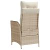 Reclining Patio Chair with Cushions Beige Poly Rattan