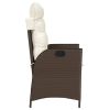 Reclining Patio Chair with Cushions Brown Poly Rattan