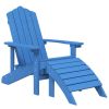 Patio Adirondack Chair with Footstool HDPE Aqua Blue