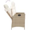 Reclining Patio Chair with Cushions Beige Poly Rattan