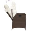 Reclining Patio Chair with Cushions Brown Poly Rattan