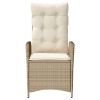 Reclining Patio Chair with Cushions Beige Poly Rattan