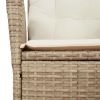 Reclining Patio Chair with Cushions Beige Poly Rattan