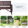 2-Person Seat Bench with Backrest Wooden Wagon Wheel Bench, Rustic Outdoor Patio Furniture-AS