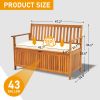 Wooden Outdoor Storage Bench Large Deck Box, Entryway Storage Bench with Inner Waterproof Dustproof Lining for Patio Garden Balcony Yard, Natural Wood