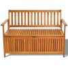 Wooden Outdoor Storage Bench Large Deck Box, Entryway Storage Bench with Inner Waterproof Dustproof Lining for Patio Garden Balcony Yard, Natural Wood