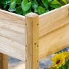 Outsunny Raised Garden Bed with 3 Planter Box, Elevated Wooden Plant Stand with Drainage Holes, for Vegetables, Herb and Flowers, Natural