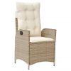 Reclining Patio Chair with Cushions Beige Poly Rattan