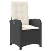 Reclining Patio Chair with Cushions Black Poly Rattan