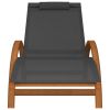 Sun Lounger with Pillow Gray Textilene and Solid Wood Poplar