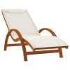 Sun Lounger with Pillow White Textilene and Solid Wood Poplar