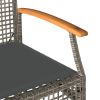 Patio Bench with Cushion Gray Poly Rattan Acacia Wood