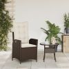 Reclining Patio Chair with Cushions Brown Poly Rattan