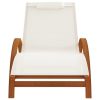 Sun Lounger with Pillow White Textilene and Solid Wood Poplar