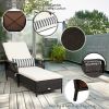 Patio Wicker Chaise Lounge Chair with Pillow and Adjustable Backrest