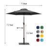 7 ft Heavy-Duty Round Outdoor Market Table Patio Umbrella Parasol w/Steel Pole, Push Button Tilt(Excluding base)