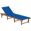 Folding Sun Lounger with Cushion Solid Acacia Wood