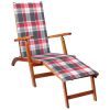 Patio Deck Chair with Footrest and Cushion Solid Wood Acacia