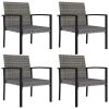 Patio Dining Chairs 4 pcs Poly Rattan Gray