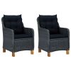 Patio Chairs with Cushions 2 pcs Poly Rattan Dark Gray