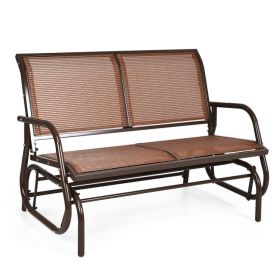 Swing Glider Chair 48 Inch Loveseat Rocker Lounge Backyard (Color: Brown)