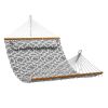 VEVOR Double Quilted Fabric Hammock, 12 FT Double Hammock with Hardwood Spreader Bars, 2 Person Quilted Hammock with Detachable Pillow and Chains for