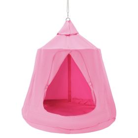 VEVOR Hanging Tree Tent, 330 LBS Capacity Hanging Tent Swing for Indoor and Outdoor Hammock Sensory Swing Chair w/LED Lights String, Inflatable Base, (Color: Pink, Type: Fully Enclosed)