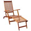 Patio Deck Chair with Footrest and Cushion Solid Wood Acacia