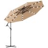 10 Feet Patio Umbrella with Crank and Solar LED Lights