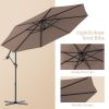 10 Feet Patio Umbrella with Crank and Solar LED Lights