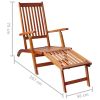 Patio Deck Chair with Footrest and Cushion Solid Wood Acacia